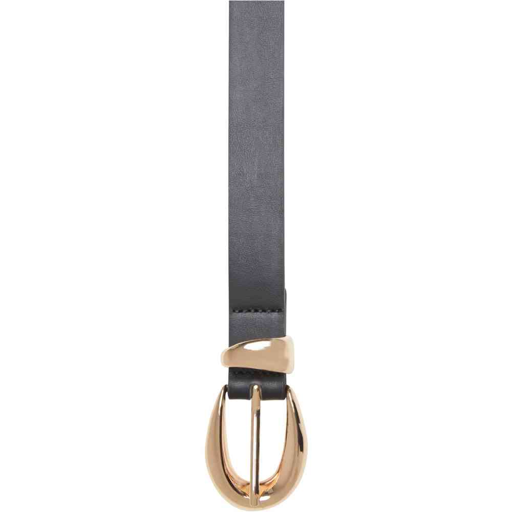 Urban Classics - Chunky Buckle Loop Synthetic Leather Riem - Zwart/Goudkleurig